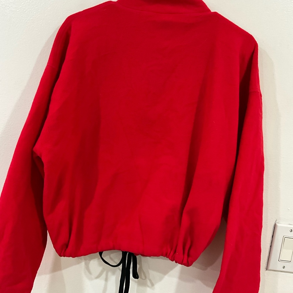 Pink Red Half-Zip Drawstring Pullover - image 2